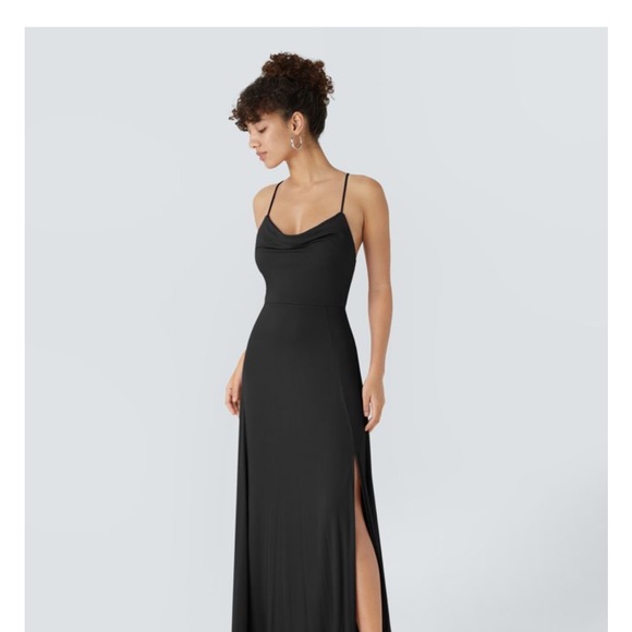 HALARA Dresses & Skirts - Cowl Neck Lace Up Midi Dress